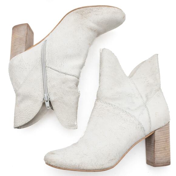 Seychelles Women's White Textured Block Heel Ankle Boots 8 - Picture 5 of 9